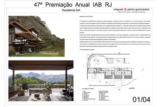 Categoria · Edificações · Menção Honrosa · Residência MA · Autor - MiguelPinto Guimarães
